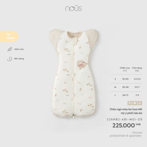  Chũn ngủ màu be họa tiết mỳ ý phối nâu be M01 