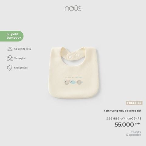 Yếm vuông màu be in họa tiết M05 