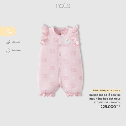  Bộ liền cộc ba lỗ bèo vai màu hồng họa tiết Nous 