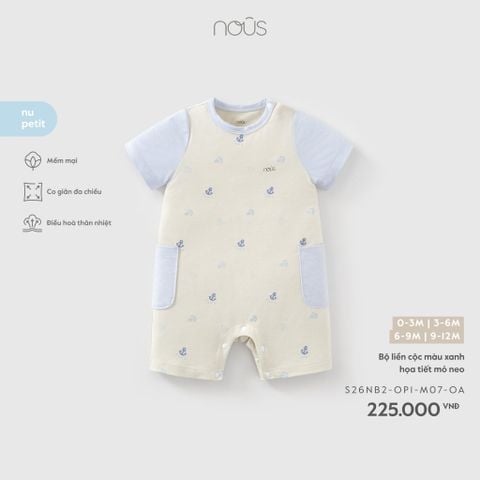  Bộ liền cộc màu xanh họa tiết mỏ neo M07 