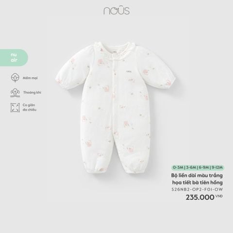  Bộ liền dài màu trắng họa tiết bà tiên hồng 