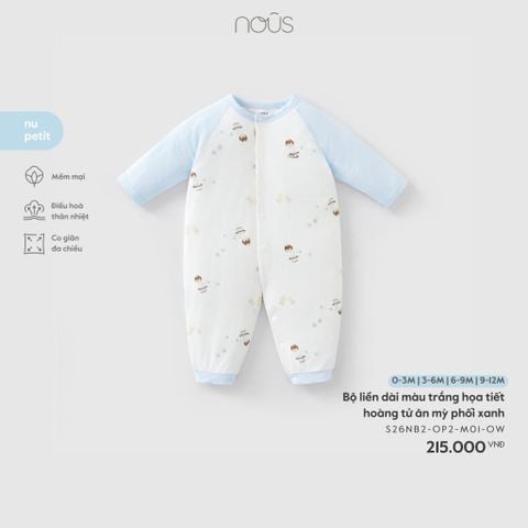  Bộ liền dài màu trắng họa tiết hoàng tử ăn mỳ phối xanh 