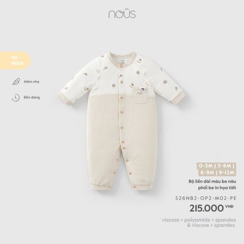  Bộ liền dài màu be nâu phối be in họa tiết M02 
