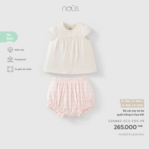  Bộ cộc tay áo be quần hồng in họa tiết F05 