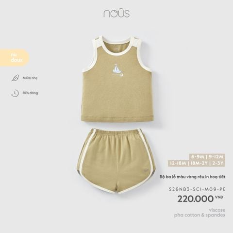  Bộ ba lỗ màu vàng rêu in hoạ tiết M09 