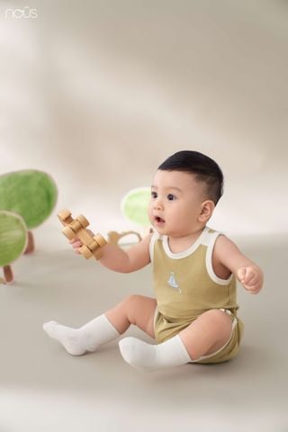  Bộ ba lỗ màu vàng rêu in hoạ tiết M09 