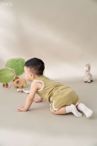  Bộ ba lỗ màu vàng rêu in hoạ tiết M09 