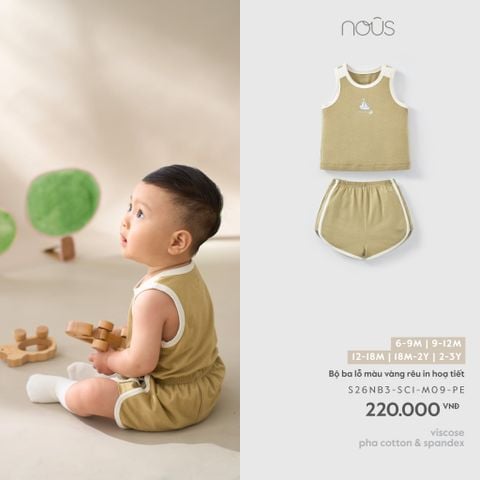  Bộ ba lỗ màu vàng rêu in hoạ tiết M09 