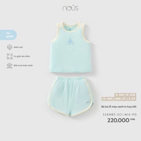  Bộ ba lỗ màu xanh in hoạ tiết M14 