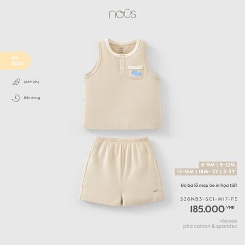  Bộ ba lỗ màu be in họa tiết M17 