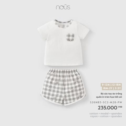  Bộ cộc tay áo trắng quần in tràn họa tiết sói M28 