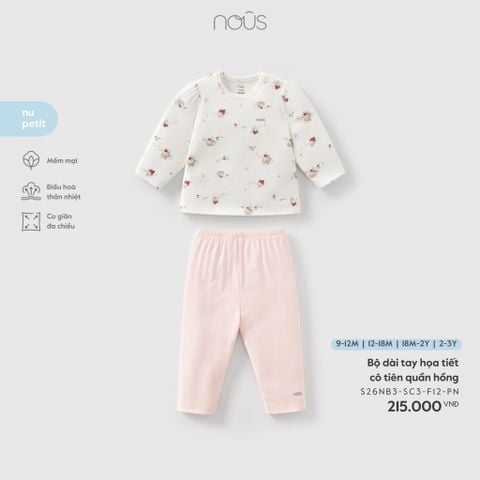  Bộ dài tay họa tiết cô tiên quần hồng 