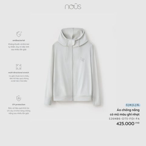  Áo chống nắng có mũ màu ghi nhạt 