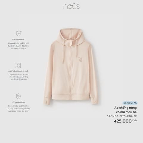  Áo chống nắng có mũ màu be 