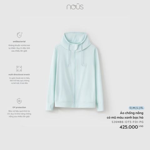  Áo chống nắng có mũ màu xanh bạc hà 