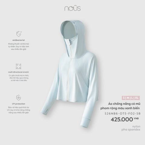  Áo chống nắng có mũ phom rộng màu xanh biển 