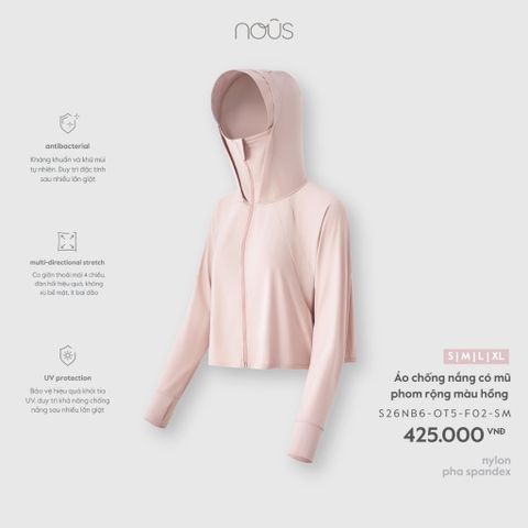  Áo chống nắng có mũ phom rộng màu hồng 