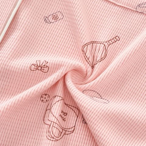  Bộ pyjama áo cộc tay màu hồng họa tiết pickleball F02 
