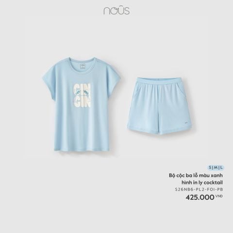  Bộ cộc ba lỗ màu xanh hình in ly cocktail 