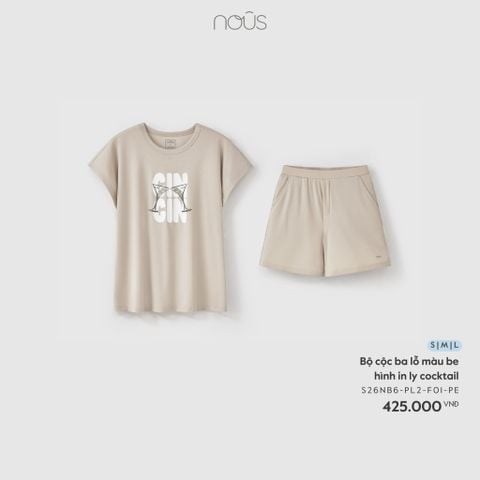  Bộ cộc ba lỗ màu be hình in ly cocktail 