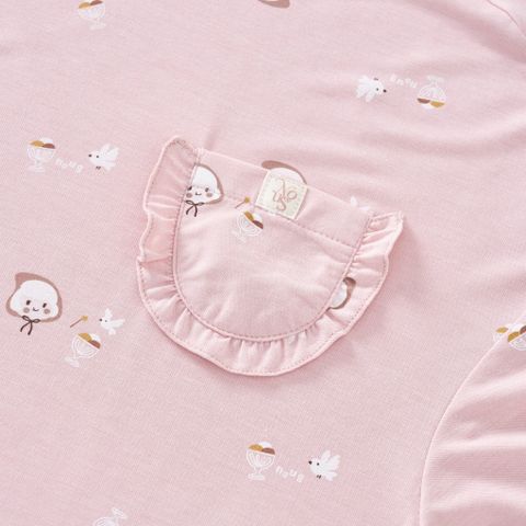  Bộ cộc tay màu hồng họa tiết bà tiên và ly kem 