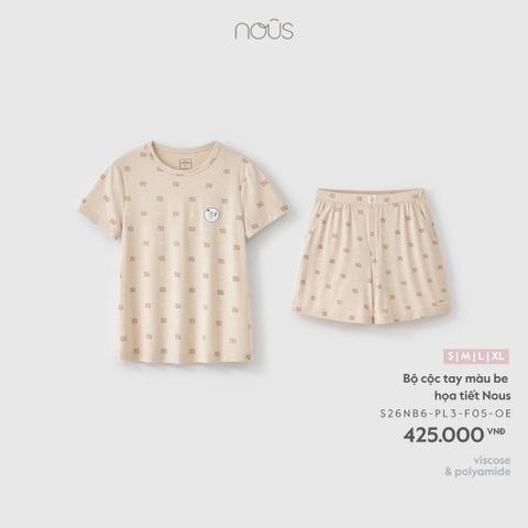  Bộ cộc tay màu be họa tiết Nous 