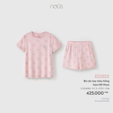  Bộ cộc tay màu hồng họa tiết Nous 