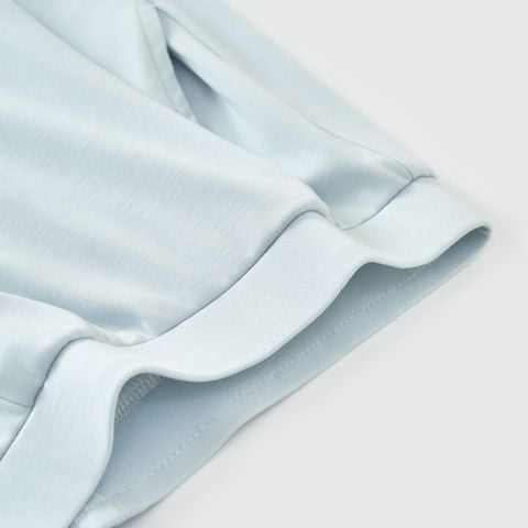  Bộ áo cộc quần cộc màu xanh biển in và thêu họa tiết bãi biển 