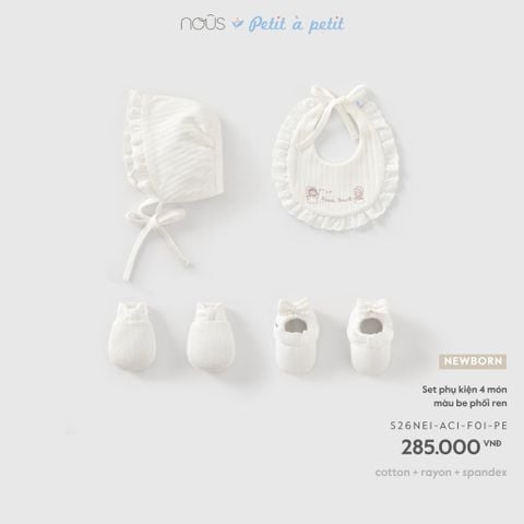  Set phụ kiện 4 món màu be phối ren F01 