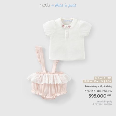  Bộ áo trắng phối yếm hồng 