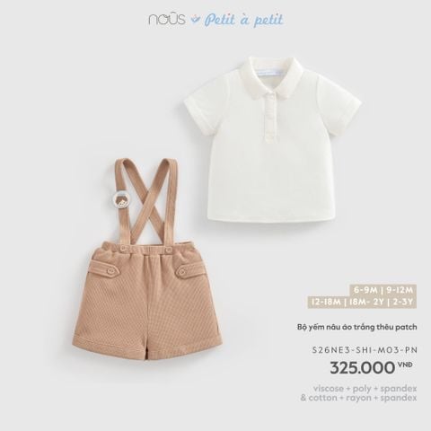 Bộ yếm nâu áo trắng thêu patch M03 