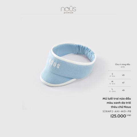  Mũ lưỡi trai nửa đầu màu xanh da trời thêu chữ Nous 