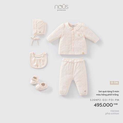  Set quà tặng 5 món màu hồng phối trắng 0M 