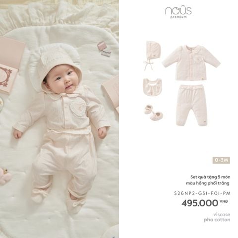  Set quà tặng 5 món màu hồng phối trắng 0M 