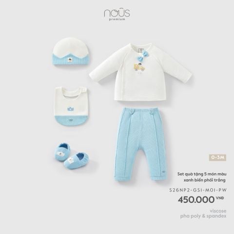  Set quà tặng 5 món màu xanh biển phối trắng 0M 