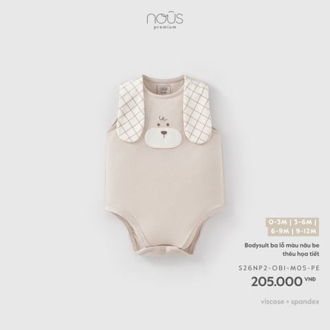  Bodysuit ba lỗ màu nâu be thêu họa tiết M05 