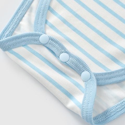  Bodysuit cộc tay phối vải sọc xanh biển 