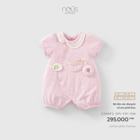  Bộ liền cộc dáng bí cổ sen phối bèo 