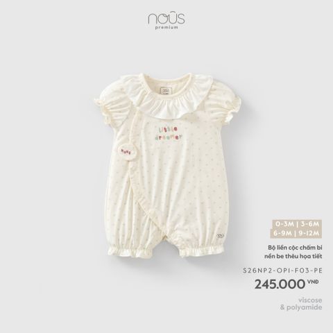  Bộ liền cộc chấm bi nền be thêu họa tiết 