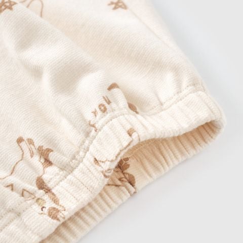  Bộ pyjama cộc tay màu be họa tiết con ngựa phối trái tim 