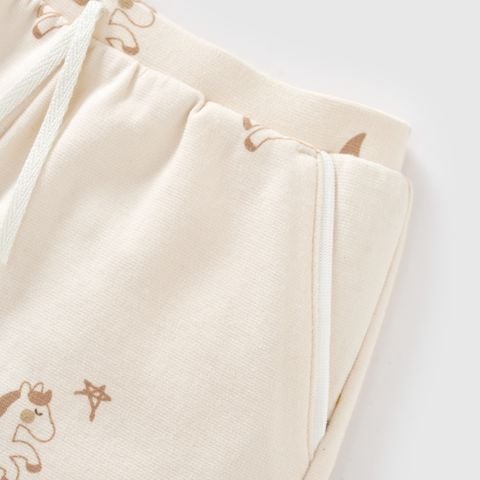  Bộ pyjama cộc tay màu be họa tiết con ngựa 