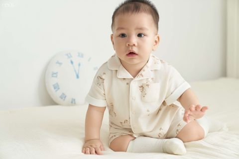  Bộ pyjama cộc tay màu be họa tiết con ngựa 