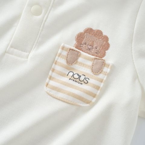  Bộ cộc tay màu be phối quần kẻ ngang thêu họa tiết M04 