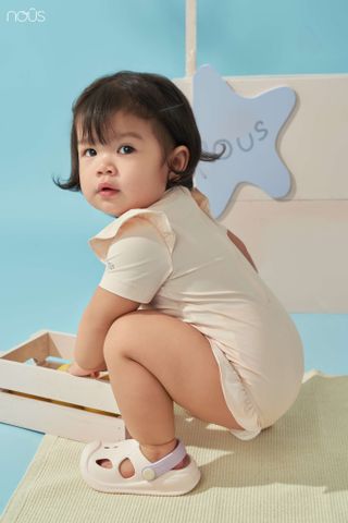  Bộ bơi liền cộc màu hồng bèo tay in họa tiết 