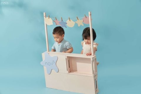  Bộ cộc tay màu hồng đất phối be in họa tiết 
