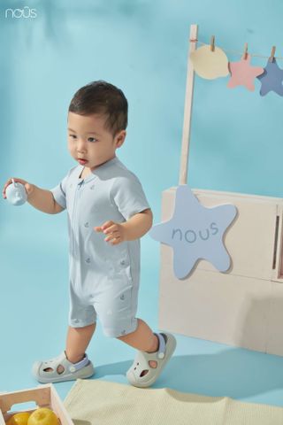  Bộ bơi liền cộc màu xanh biển in họa tiết 