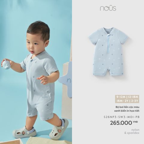  Bộ bơi liền cộc màu xanh biển in họa tiết 