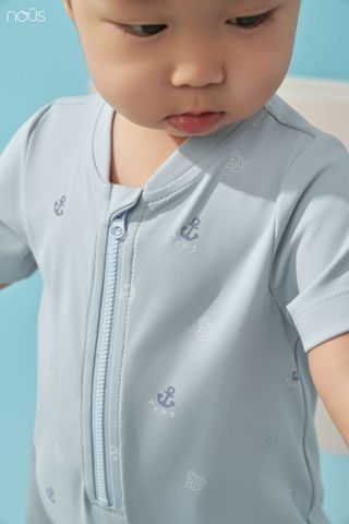  Bộ bơi liền cộc màu xanh biển in họa tiết 