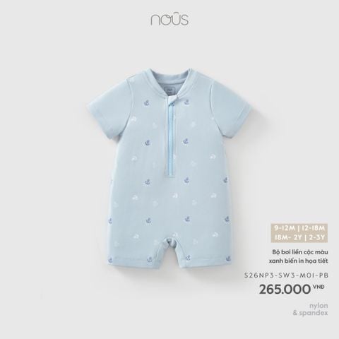  Bộ bơi liền cộc màu xanh biển in họa tiết 