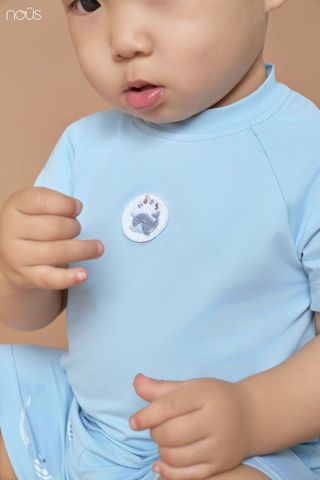  Bộ cộc tay màu xanh biển in thêu họa tiết 